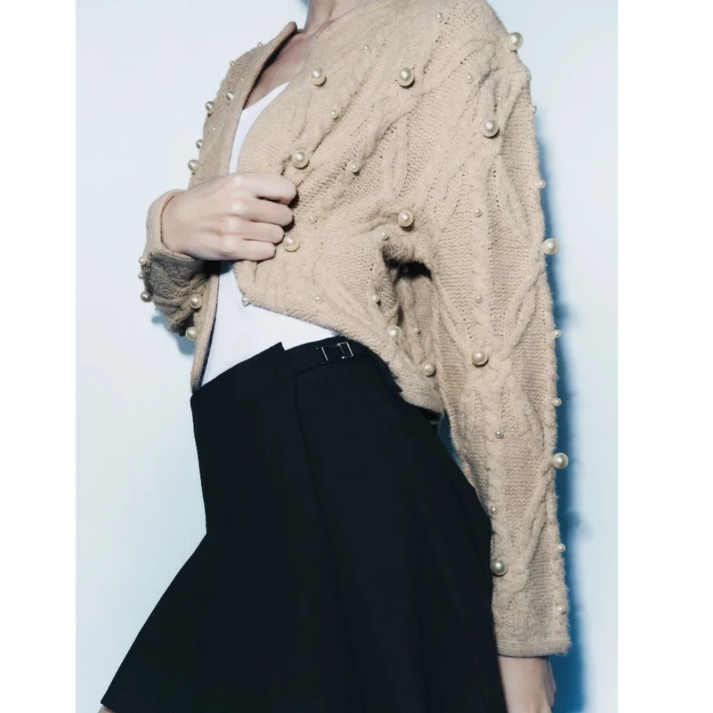 PEARL CABLE KNIT CARDIGAN SIZE L - Picture 4 of 8